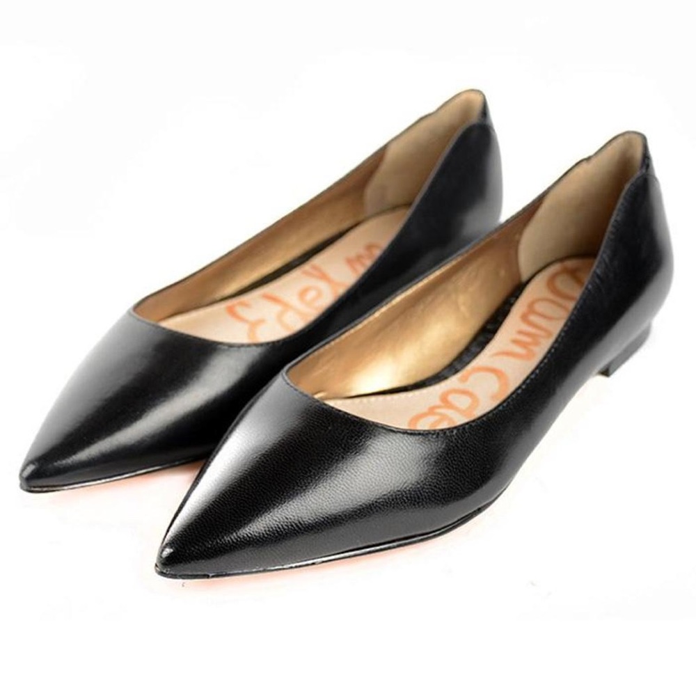 Sam Edelman Rae black leather pointed toe flats 7